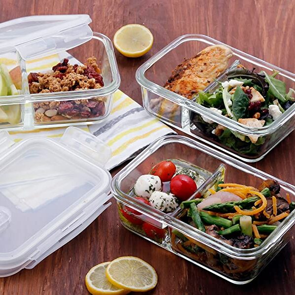 2 Divider Glass Lunch Box